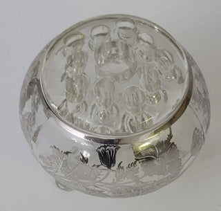 Vintage Viking Silver Overlay Vase 4.5 X 4.5 with removable glass #62 VV MTS