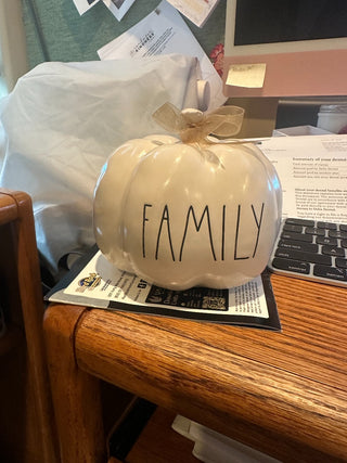 Rae Dunn White Ceramic Pumpkin "Family"|36687