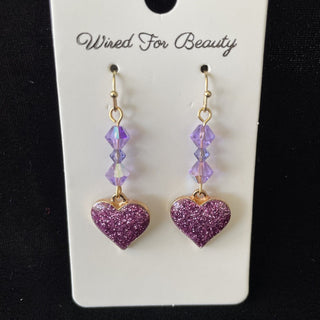 purple sparkly heart earrings RSV