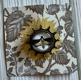 Vintage Style Brooch: Death Head Moth w/Goldtone Bezel  RCD|117484