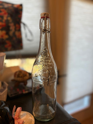 Vtg. French lemonade bottle from Geyer Frères Maison Fondèe w/attached rubber stopper 12.5"