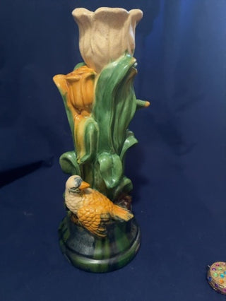 Vintage tulip with a bird candle holder
