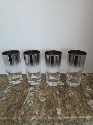 RF 4x MCM Silver Fade Highball Glasses