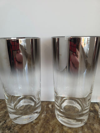 RF 4x MCM Silver Fade Highball Glasses