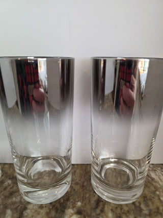 RF 4x MCM Silver Fade Highball Glasses