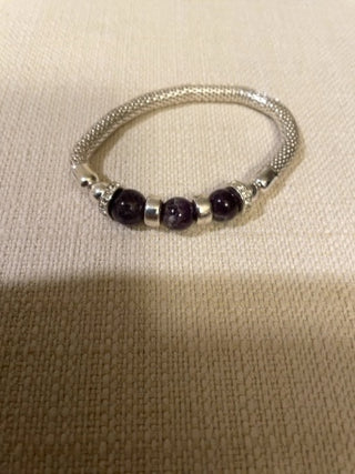 Vintage silver mesh with amethyst beads
