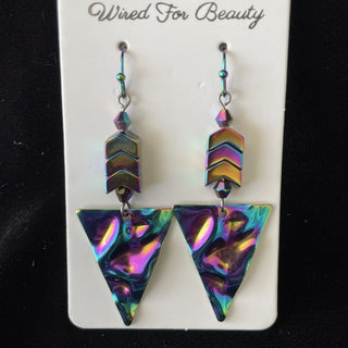 rainbow stainless steel triangle earrings RSV
