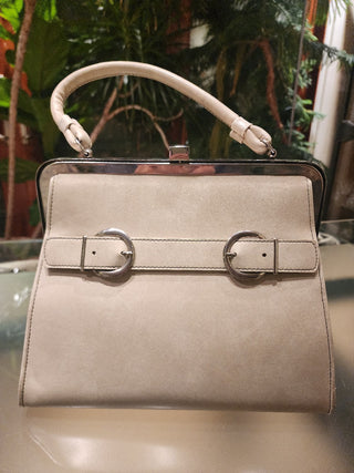 1960s Purse Vinyl Ivory w/ buckles|78192