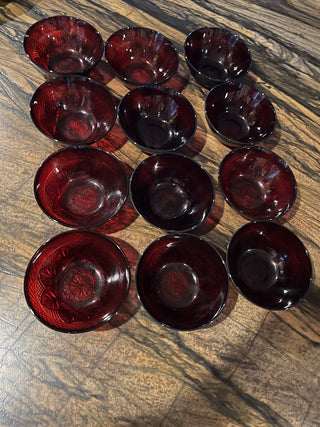 Antique Ruby Red Pattern 5.5" Bowl By Cristal D'Arques-Durand Luminarc France. RSV|125191