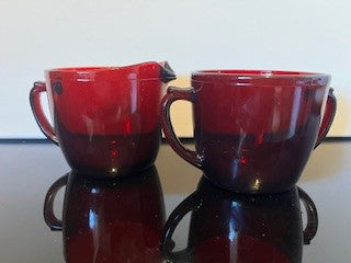 #2246 Ruby Red Cream & Sugar Set  RSV|102416