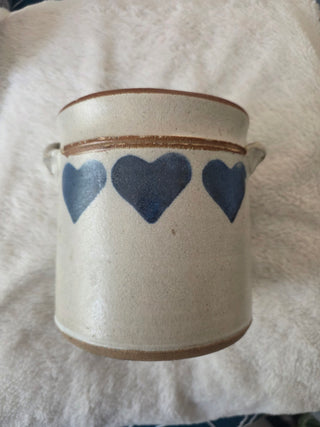Blue heart ceramic pot