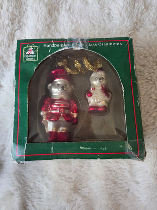 Vintage glass teddy bear ornament set