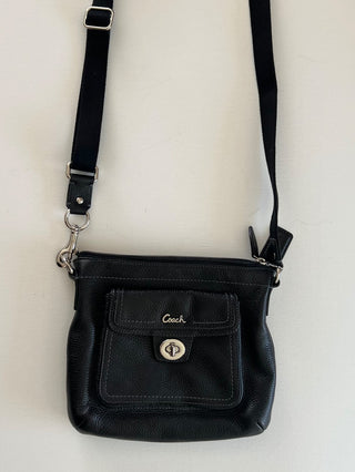 Black coach leather crossbody purse RSV|77886