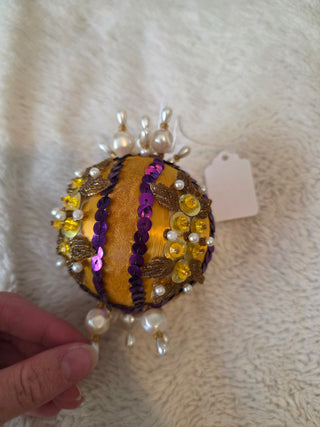 Vintage handmade sequin pearl ornament