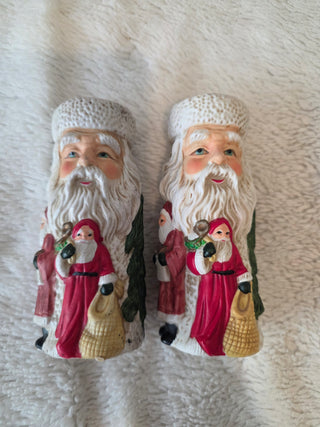 Vintage 1990s ceramic santa candle stick