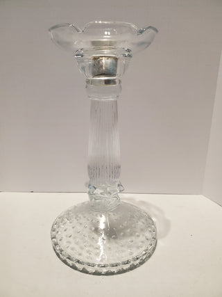 Clear 8in glass candle holder
