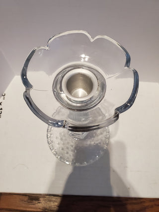Clear 8in glass candle holder