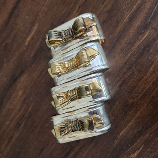(4) Vtg Silver & Brass Bow Napkin Holders - MTS|99996