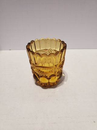 VTG L.G. WRIGHT EYE WINKER AMBER GLASS TOOTHPICK HOLDER 2.5"