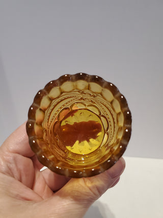 VTG L.G. WRIGHT EYE WINKER AMBER GLASS TOOTHPICK HOLDER 2.5"
