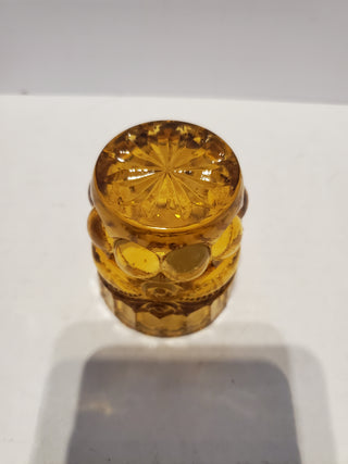 VTG L.G. WRIGHT EYE WINKER AMBER GLASS TOOTHPICK HOLDER 2.5"