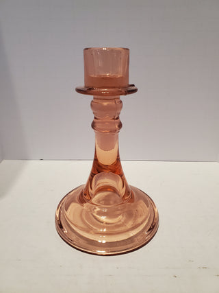 Pink Glass Candlestick Candle Holder