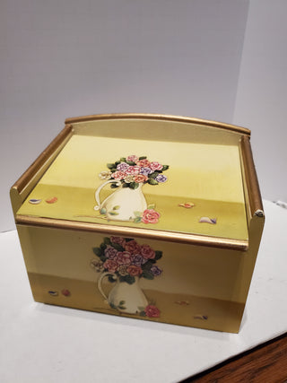 Yellow recipe card box with floral design