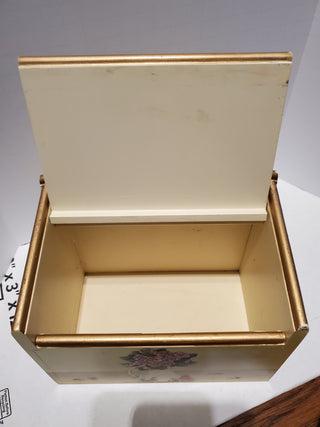 Yellow recipe card box with floral design