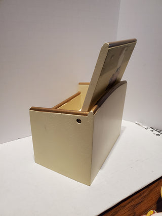 Yellow recipe card box with floral design
