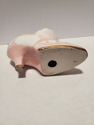 White/pink porcelain shoe tea light holder