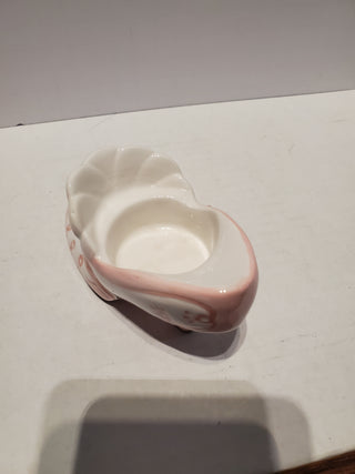 White/pink porcelain shoe tea light holder