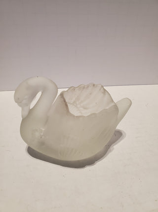 Swan votive holder Frosted glass