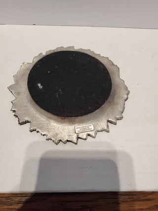 Pewter wine bottle coaster grapevine motif