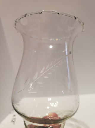 Etched Wheat Ruffled Peg Cup Votive Candle Holder 5.5" Tall