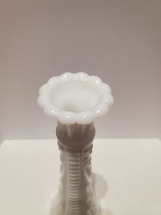 Milk glass flower vase scalloped edge