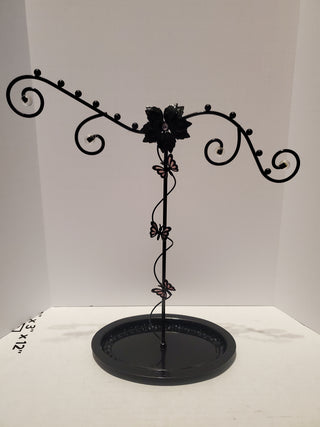 Black metal jewelry holder flower/butterfly