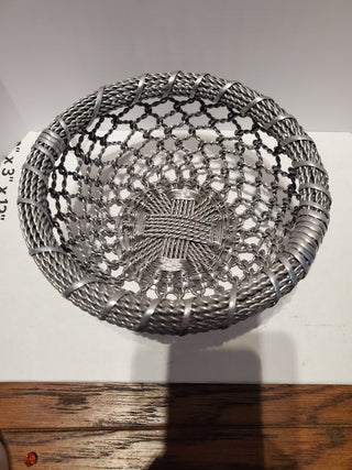 Silver metal wicker basket