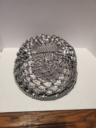 Silver metal wicker basket