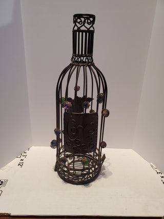 Wine cork holder with beaded accents
