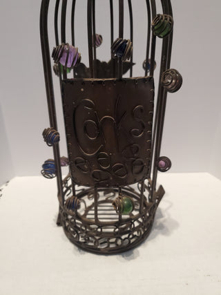 Wine cork holder with beaded accents