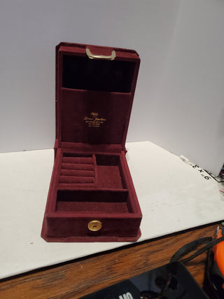 Burgundy velvet jewelry box from Derco Jewelers