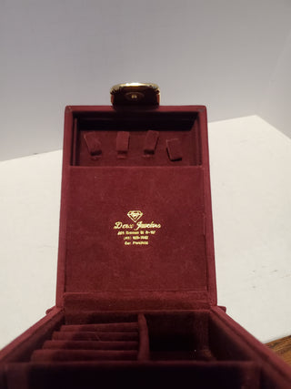 Burgundy velvet jewelry box from Derco Jewelers