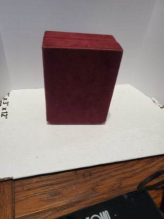 Burgundy velvet jewelry box from Derco Jewelers