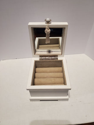Small white wood jewelry box