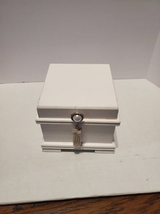 Small white wood jewelry box