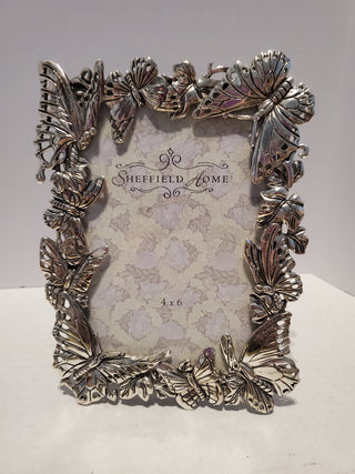 4x6 silver butterfly photo frame