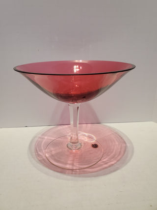 Pink German crystal candy dish pedestal
