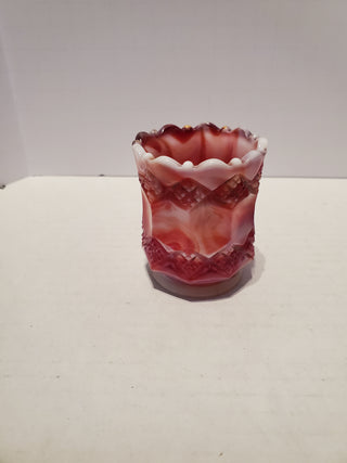 Red/white swirl votive holder