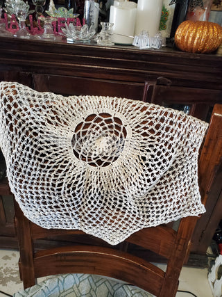 Crochet off white doily. Circular 22in