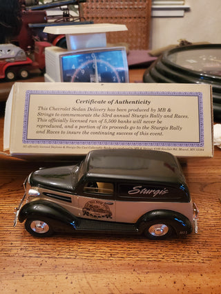 1937 Sedan Delivery Die cast bank. 1993 Sturgis